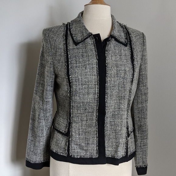 JONES NY Grey Tweed Raw Hem Suit Jacket 10P - Picture 4 of 10